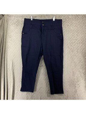 Rozas Pants Womens 3X Navy Blue Skinny Cropped High Rise Stretch